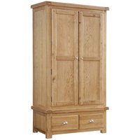 Product photograph of Heaton Wooden Wardrobe In Oak With 2 Doors And 2 Drawers from Furniture in Fashion