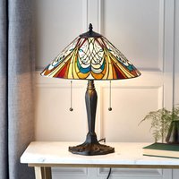 Product photograph of Hector Medium Tiffany Glass Shade Table Lamp In Satin Black from Furniture in Fashion