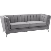 Product photograph of Hefei Velvet 3 Seater Sofa With Chrome Metal Legs In Grey from Furniture in Fashion