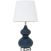 Product photograph of Heido White Fabric Shade Table Lamp With Blue Glass Base from Furniture in Fashion