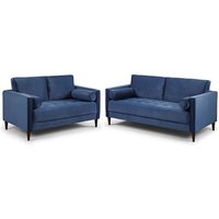 Product photograph of Herbart Plush Velvet 3 2 Seater Sofa Set In Blue from Furniture in Fashion