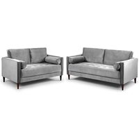 Product photograph of Herbart Plush Velvet 3 2 Seater Sofa Set In Grey from Furniture in Fashion