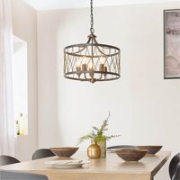 Product photograph of Heston 5 Light Rustic Bronze Pendant Light In Matt Black from Furniture in Fashion