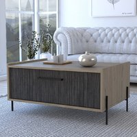 Product photograph of Heswall Wooden Coffee Table With 1 Flip Door In Oak And Grey from Furniture in Fashion