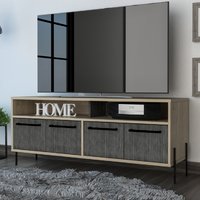 Product photograph of Heswall Wooden Sideboard With 4 Doors 2 Shelves In Oak Grey from Furniture in Fashion