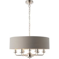 Product photograph of Highclere 6 Light Charcoal Shade Pendant Light In Bright Nickel from Furniture in Fashion