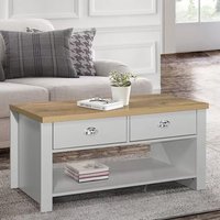 Product photograph of Highland Wooden Coffee Table With 2 Drawers In Grey And Oak from Furniture in Fashion