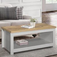 Product photograph of Highland Wooden Coffee Table With Lower Shelf In Grey And Oak from Furniture in Fashion