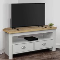 Product photograph of Highland Wooden Corner Tv Stand In Grey And Oak from Furniture in Fashion