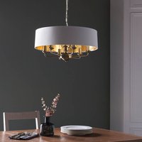 Product photograph of Hixson 6 Light White Fabric Pendant Ceiling Light In Brass from Furniture in Fashion