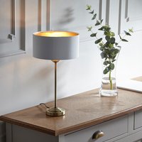 Product photograph of Hixson Vintage White Fabric Shade Table Lamp In Antique Brass from Furniture in Fashion