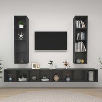 Product photograph of Hiyan Wall Hung Wooden Entertainment Unit In Grey from Furniture in Fashion