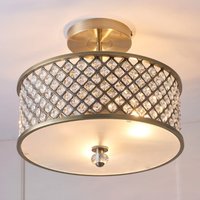 Product photograph of Hobson Crystal Glass Ceiling Light With Antique Brass Frame from Furniture in Fashion