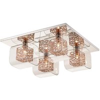 Product photograph of Holland 4 Light Clear Glass Flush Light In Copper And Chrome from Furniture in Fashion