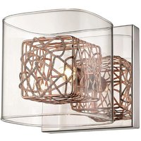 Product photograph of Holland Clear Glass Wall Light In Copper And Chrome from Furniture in Fashion