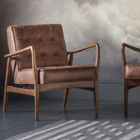 Product photograph of Hombre Leather Armchair With Oak Frame In Vintage Brown from Furniture in Fashion