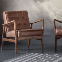 Product photograph of Hombre Upholstered Leather Armchair In Vintage Brown from Furniture in Fashion