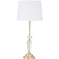 Product photograph of Hopac White Fabric Shade Table Lamp With Brass Crystal Base from Furniture in Fashion