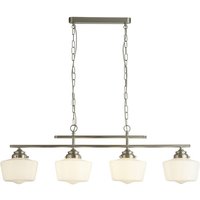 Product photograph of Housie 4 Light Opal Glass Shade Pendant Light In Satin Silver from Furniture in Fashion