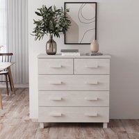 Product photograph of Hull Wooden Chest Of 5 Drawers In White from Furniture in Fashion