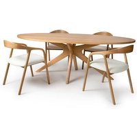 Product photograph of Hvar Wooden Dining Table Oval In Oak With 6 Chairs from Furniture in Fashion