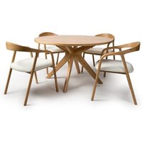Product photograph of Hvar Wooden Dining Table Round In Oak With 4 Chairs from Furniture in Fashion
