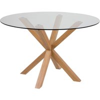 Product photograph of Hyeres Clear Glass Dining Table Round Large With Oak Legs from Furniture in Fashion