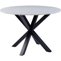 Product photograph of Hyeres Marble Dining Table Round In White With Matt Black Legs from Furniture in Fashion