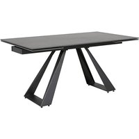 Product photograph of Iker Grey Stone Extending Dining Table With Black Metal Base from Furniture in Fashion