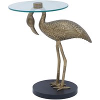 Product photograph of Inventive Round Clear Glass Side Table With Gold Pelican Base from Furniture in Fashion