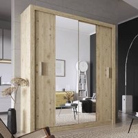 Product photograph of Ionia Wooden Wardrobe With 2 Sliding Doors In San Remo Oak from Furniture in Fashion