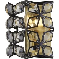 Product photograph of Iris Crystal Frame Wall Light In Black And Brass from Furniture in Fashion