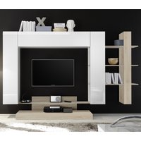 Product photograph of Iris White High Gloss Entertainment Unit In Sonoma Oak from Furniture in Fashion