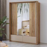 Product photograph of Irving Mirrored Wardrobe With 2 Sliding Doors In Mauvella Oak from Furniture in Fashion