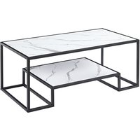 Product photograph of Isla Wooden Coffee Table With Undershelf In White Marble Effect from Furniture in Fashion