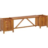 Product photograph of Ivy Wooden Garden Seating Bench With 2 Planters In Brown from Furniture in Fashion