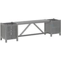 Product photograph of Ivy Wooden Garden Seating Bench With 2 Planters In Grey from Furniture in Fashion