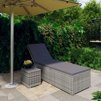 Product photograph of Jack Rattan Sun Lounger With Cushion And Tea Table In Grey from Furniture in Fashion