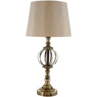 Product photograph of Jakaro Natural Fabric Shade Table Lamp With Antique Brass Base from Furniture in Fashion