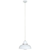 Product photograph of Jaspro Round 1 Metal Shade Pendant Light In White And Chrome from Furniture in Fashion