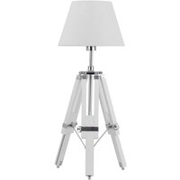 Product photograph of Jaspro White Fabric Shade Table Lamp With Wooden Tripod Base from Furniture in Fashion