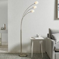 Product photograph of Jeddah 5 Light White Shades Floor Lamp In Satin Nickel from Furniture in Fashion