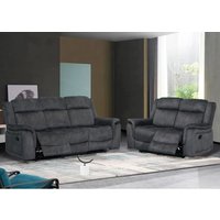 Product photograph of Jeddah Plush Velvet Recliner 3 2 Seater Sofa Set In Dark Grey from Furniture in Fashion