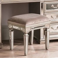 Product photograph of Jessika Mirrored Dressing Stool With Velvet Seat In Taupe from Furniture in Fashion
