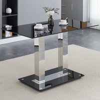 Product photograph of Jet Small Black Glass Dining Table With Chrome Supports from Furniture in Fashion