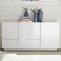 Product photograph of Jining High Gloss Sideboard With 1 Door 3 Drawers In White from Furniture in Fashion