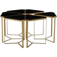 Product photograph of Judie Black Glass Top Set Of 6 Side Tables With Gold Metal Base from Furniture in Fashion
