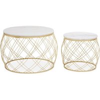 Product photograph of Judie Marble Top Set Of 2 Side Tables With Gold Metal Frame from Furniture in Fashion