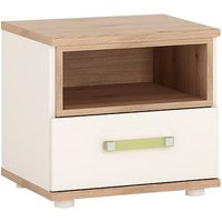 Product photograph of Kaas Wooden Bedside Cabinet In White High Gloss And Oak from Furniture in Fashion