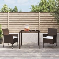 Product photograph of Kaius Rattan 3 Piece Garden Dining Set With Cushions In Brown from Furniture in Fashion